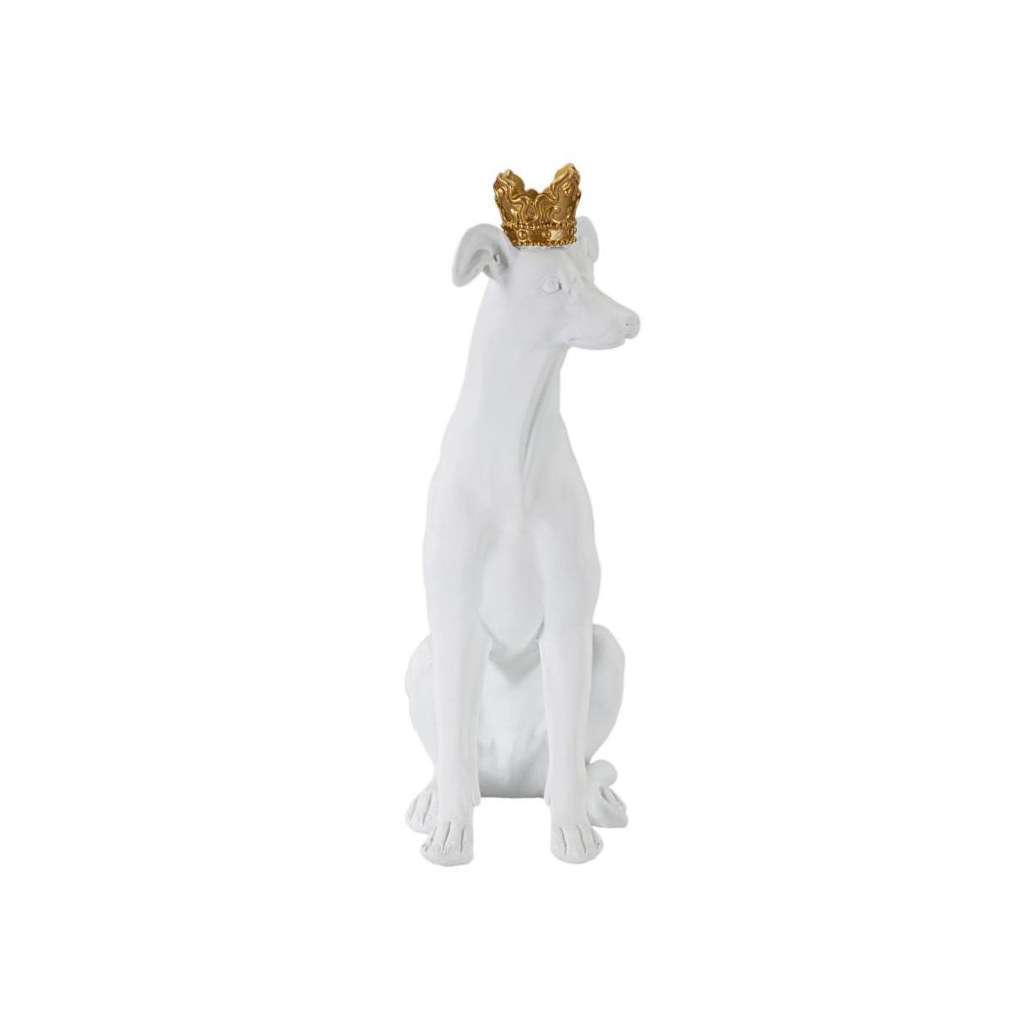 Voir la diapositive 3 : Paris Prix Statuette déco chien  couronne  33cm blanc