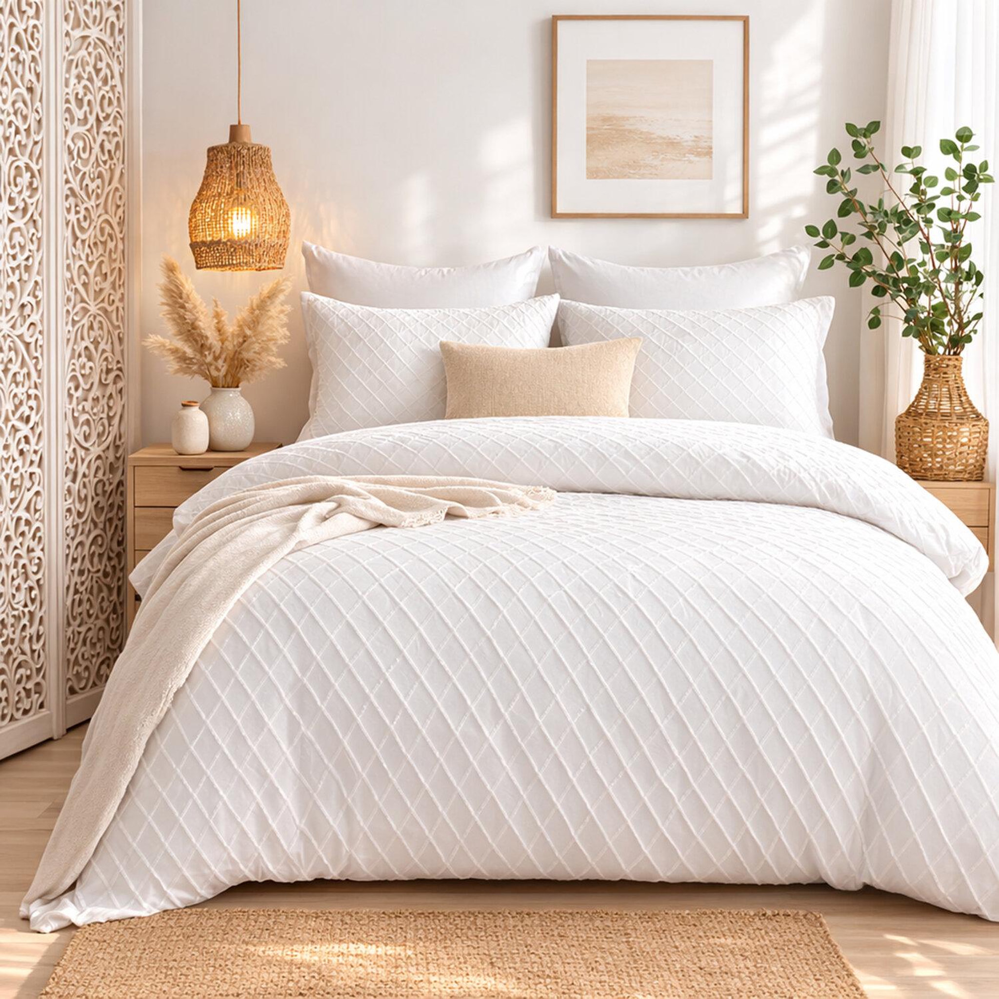 Les Ateliers du Linge Parure housse de couette tufté microfibre - marla. Coloris disponibles : Blanc