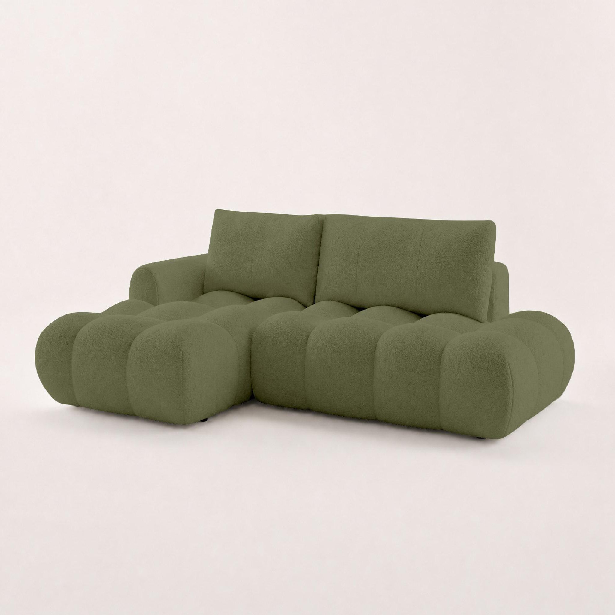 Voir la diapositive 3 : BEST MOBILIER Yulin - canapé d'angle ouvert gauche 4 places convertible avec coffre en tissu bouclette