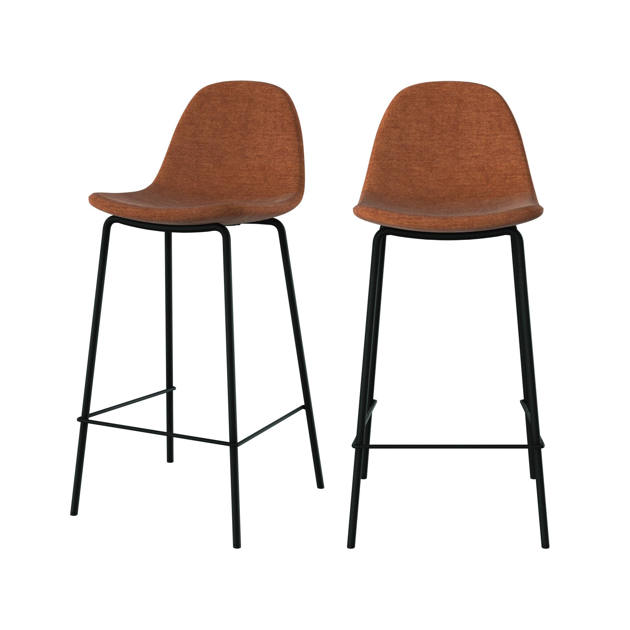 MAISON PAVANE Lot de 2 chaises pour îlot central en tissu terracotta 65,5 cm-henrik
