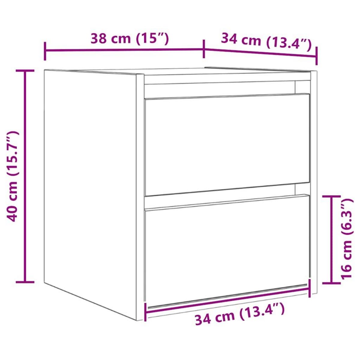 VIDAXL Table de chevet murale chene fume 38x34x40 cm