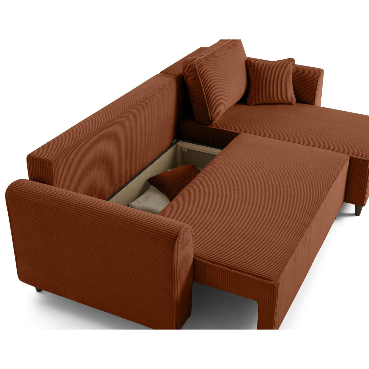 BEST MOBILIER Saphir - canapé d'angle réversible 4 places - convertible avec coffre - en velours côtelé