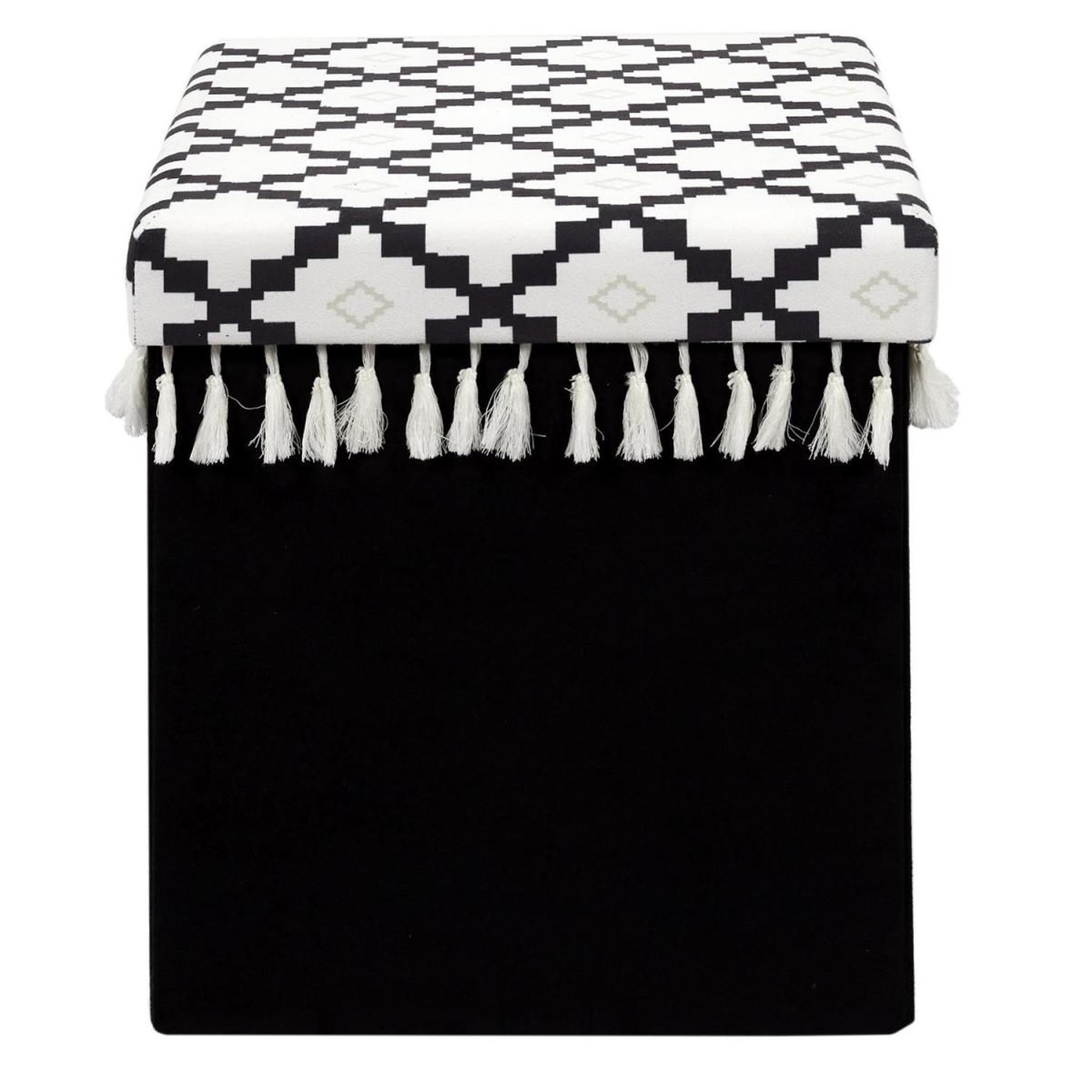 Voir la diapositive 2 : The Home Deco Factory Pouf pliable & coffre  mirage  38cm noir & blanc