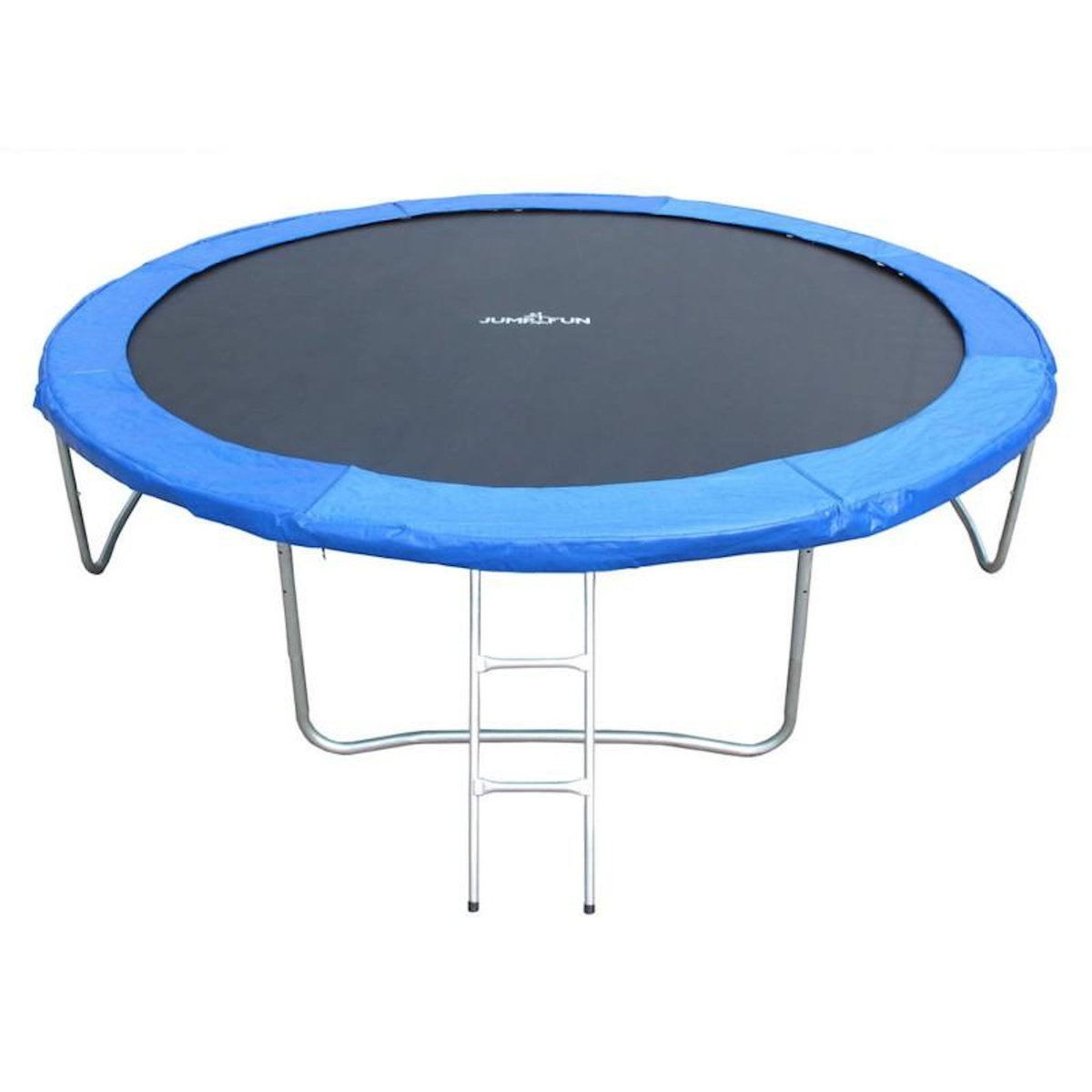 JUMP4FUN Trampoline pour enfant 14Ft ø427cm avec coussin de protection Bleu, Echelle et Filet de sécurité