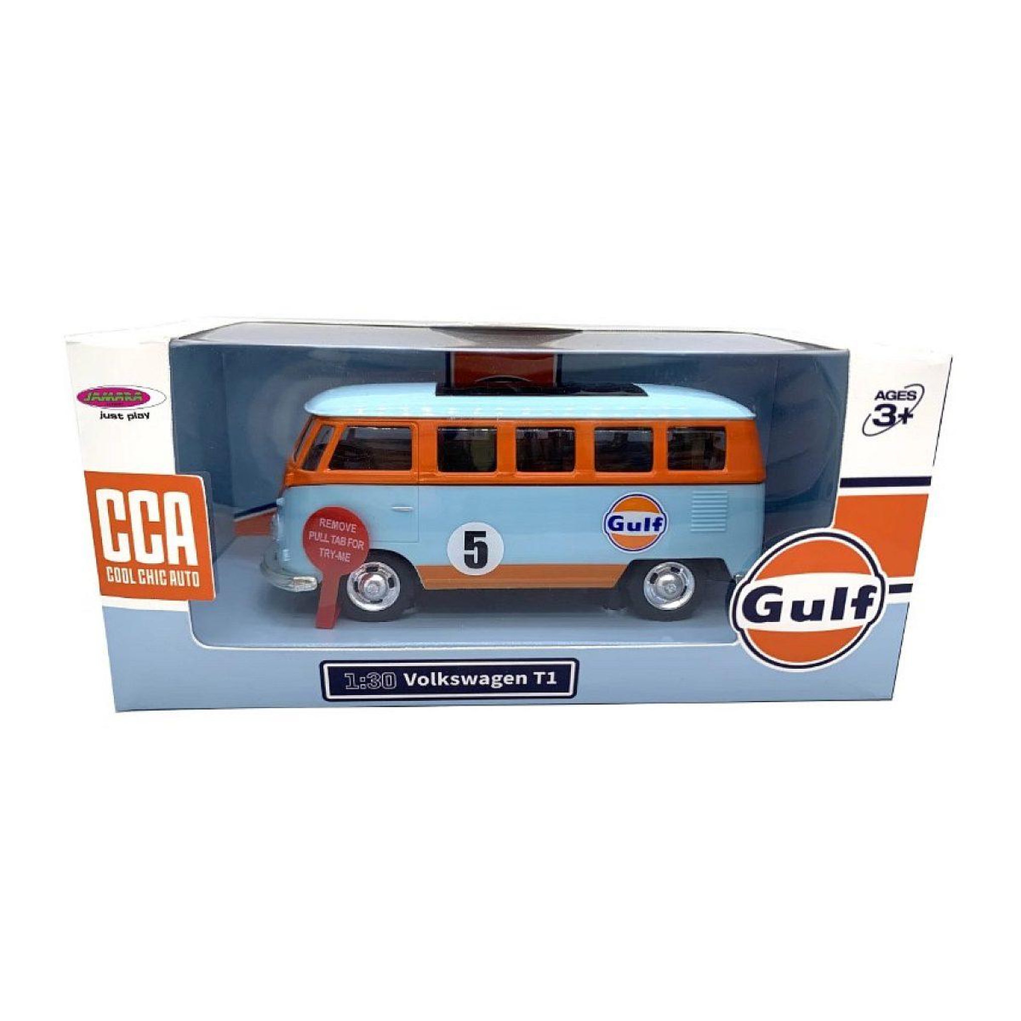 Voir la diapositive 2 : Jamara Volkswagen t1 miniature 1:30 bleu clair avec piles