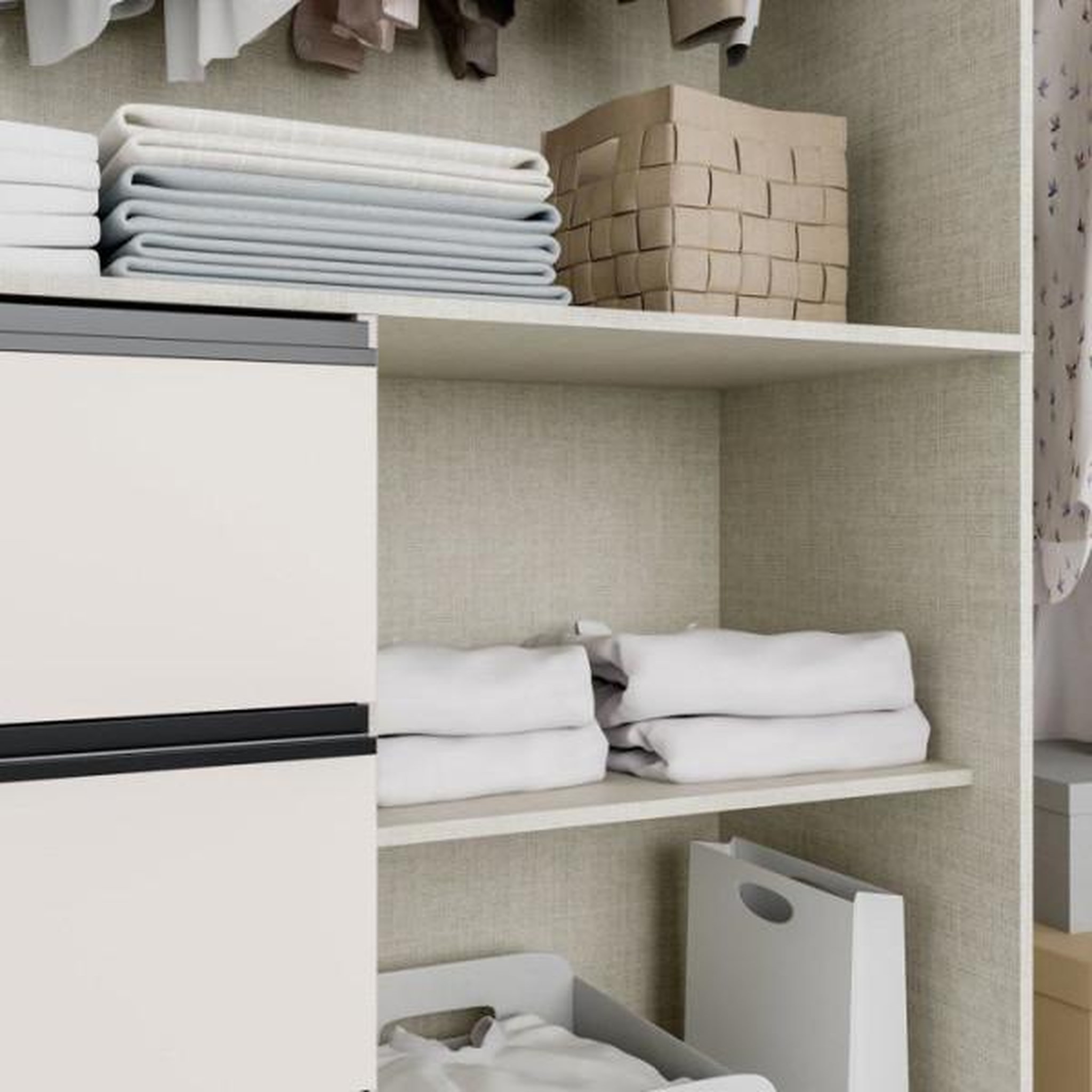 Voir la diapositive 5 : MARKET24 Armoire 2 portes coulissantes 3 tiroirs - Décor sable - L 249 x P 61 x H 200 cm - WINN2
