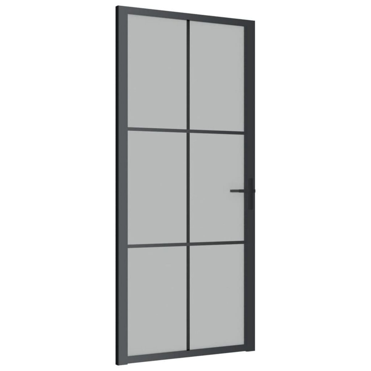 VIDAXL Porte interieure 93x201,5 cm Noir Verre mat et aluminium