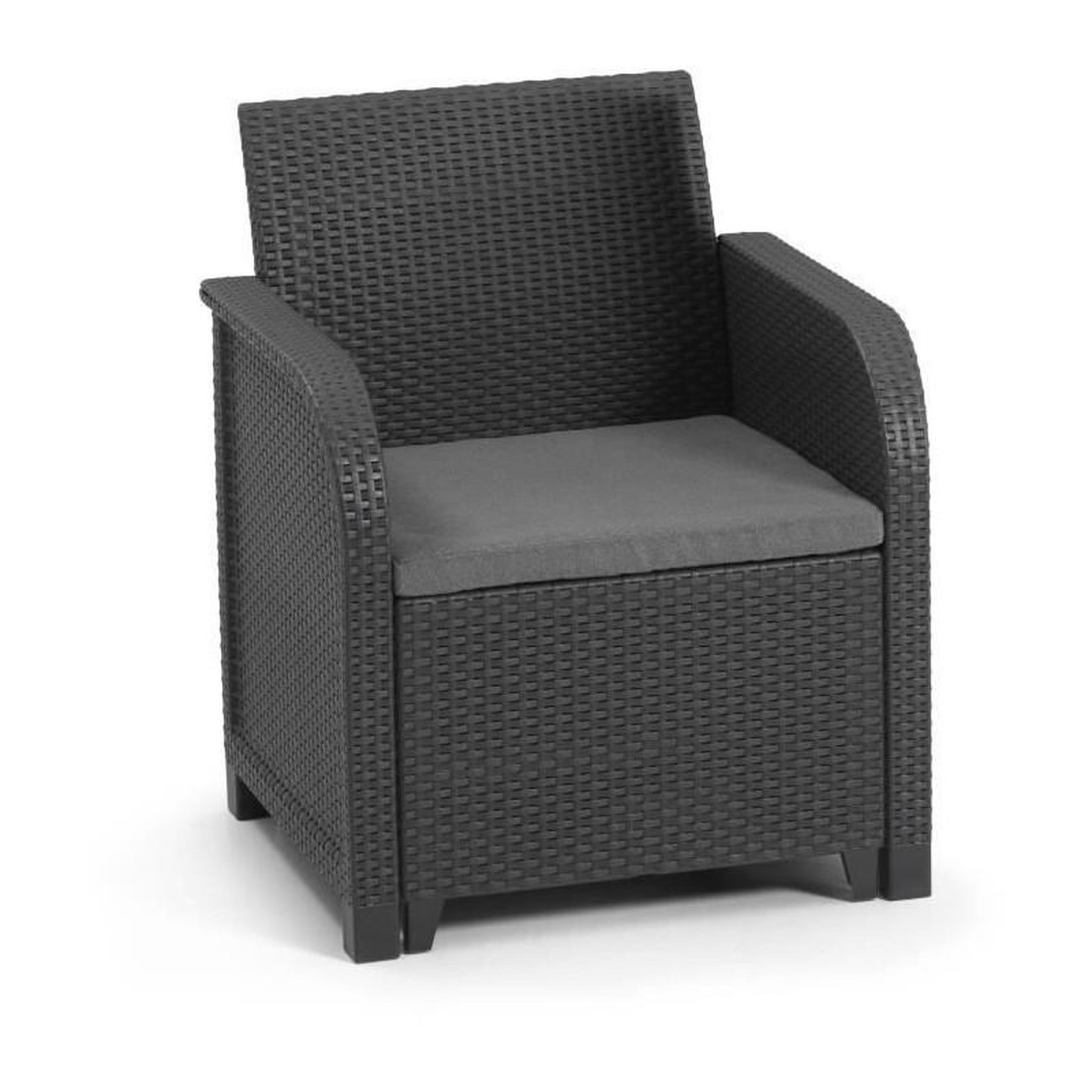 Voir la diapositive 3 : ALLIBERT by KETER ALLIBERT by KETER - Salon de jardin SanRemo 5 places et table basse - imitation rotin tresse - gris graphite