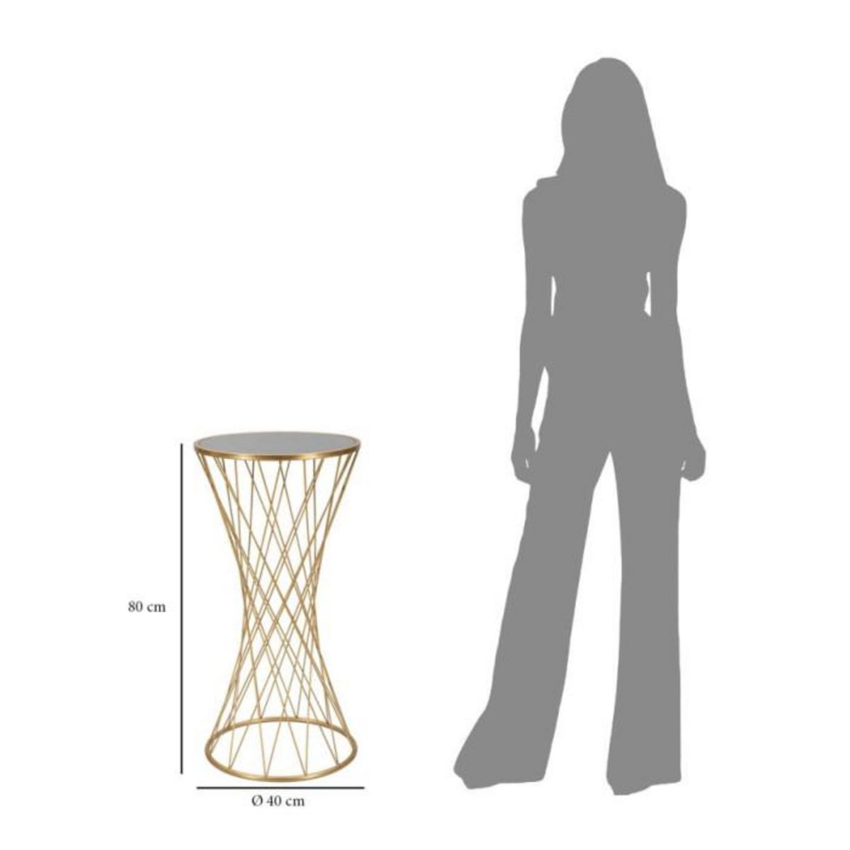 Paris Prix Table d'Appoint en Métal  Tower  80cm Or