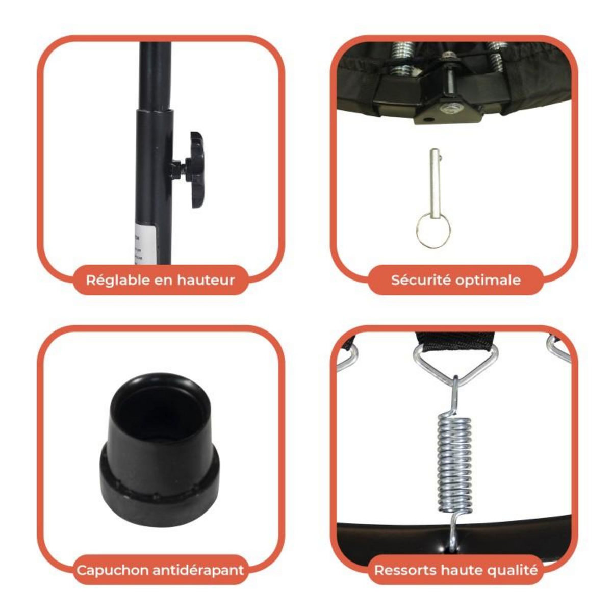 JUMP4FUN Mini Trampoline Fitness Jump4fun Pliable Double-Bar - Ø92cm