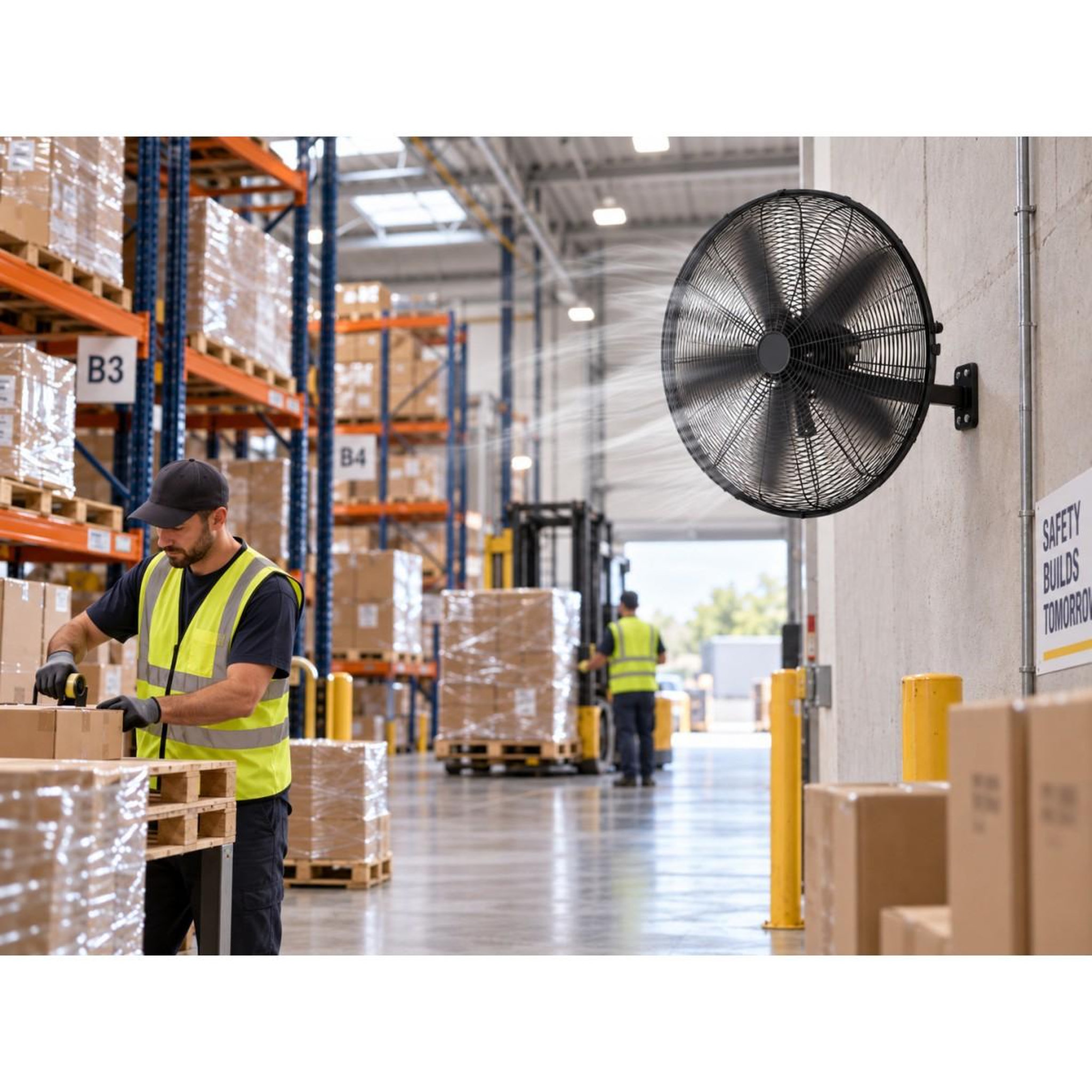 Voir la diapositive 3 : INTEC Ventilateur sur pied 130w industriel ø66cm h160cm max 3 vitesses 3 pales métal - oscillant - brasseur d'air garages entrepôt