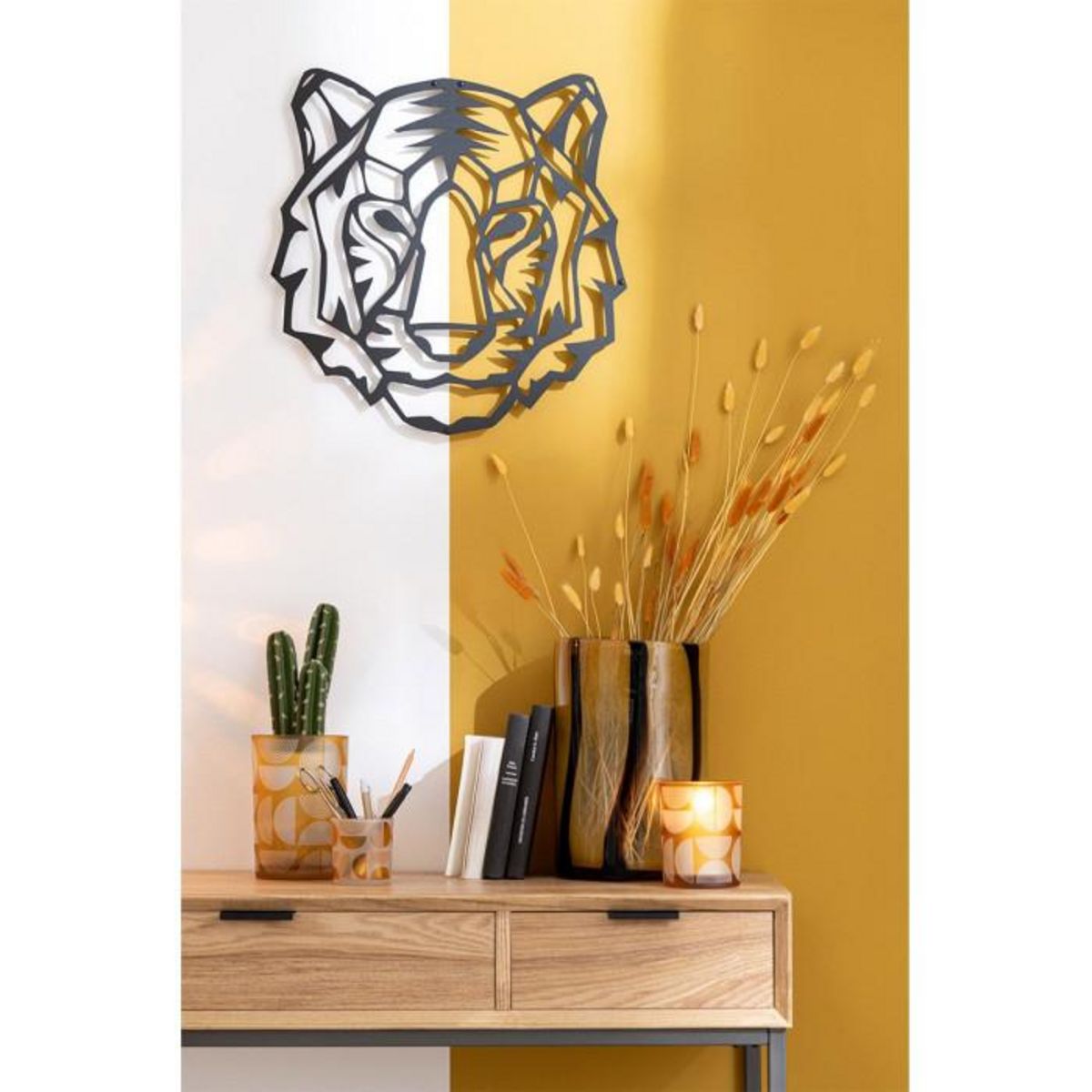 Paris Prix Décoration Murale en Métal  Tigre  48cm Noir