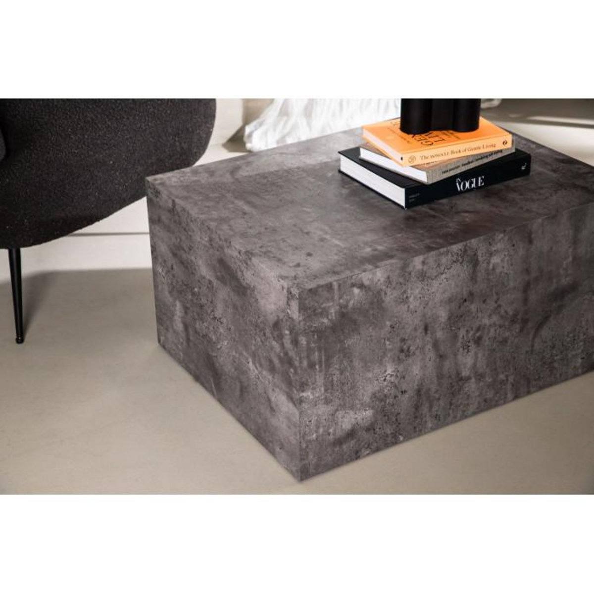 Paris Prix Table Basse Imitation Marbre  York  80cm Gris Foncé