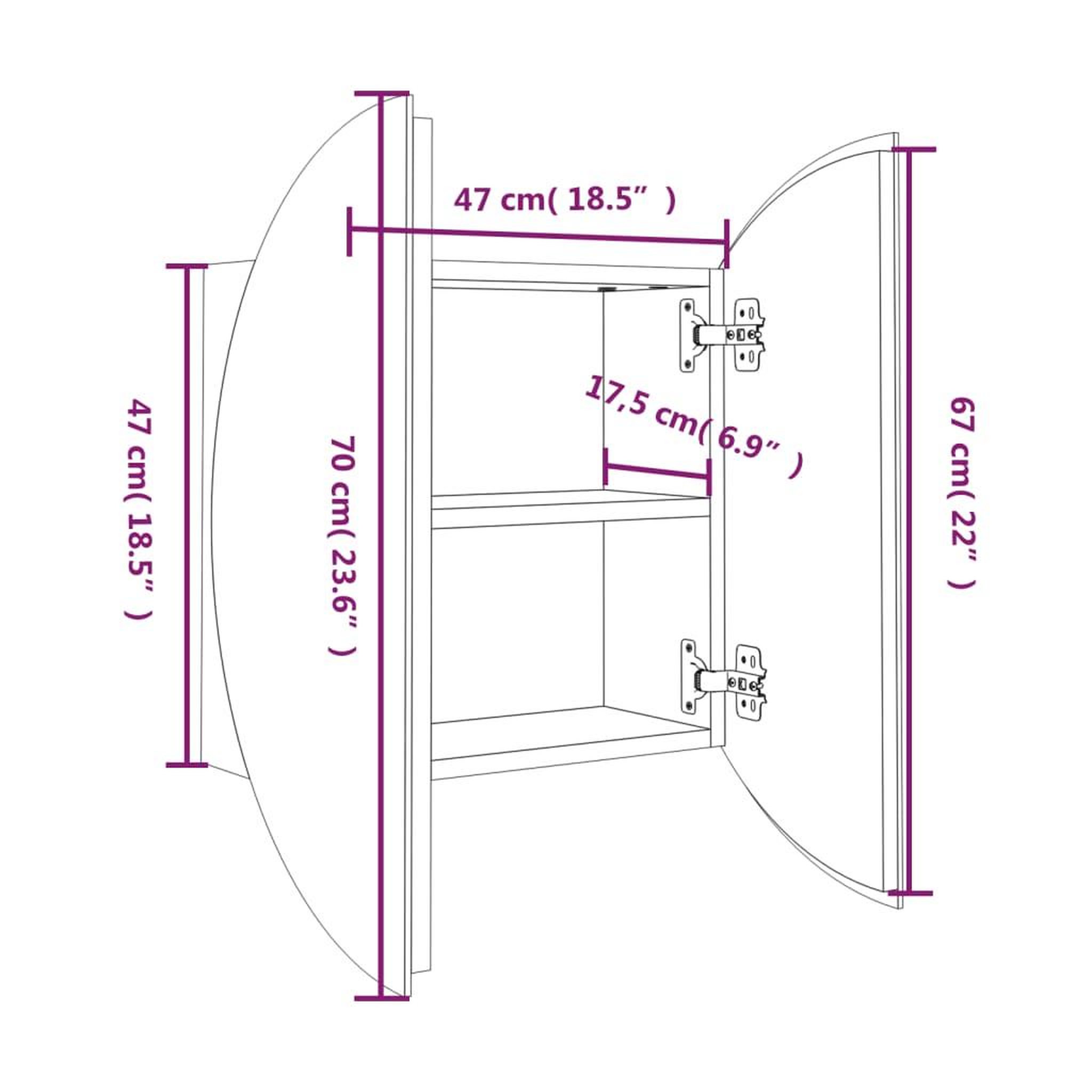 Voir la diapositive 6 : VIDAXL Armoire de salle de bain miroir rond et LED Gris 47x47x17,5 cm