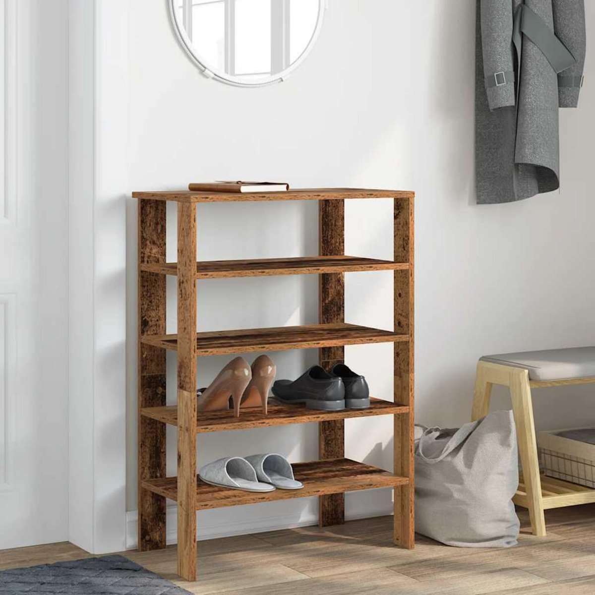 VIDAXL Etagere a chaussures vieux bois 61x32x87,5 cm bois d'ingenierie