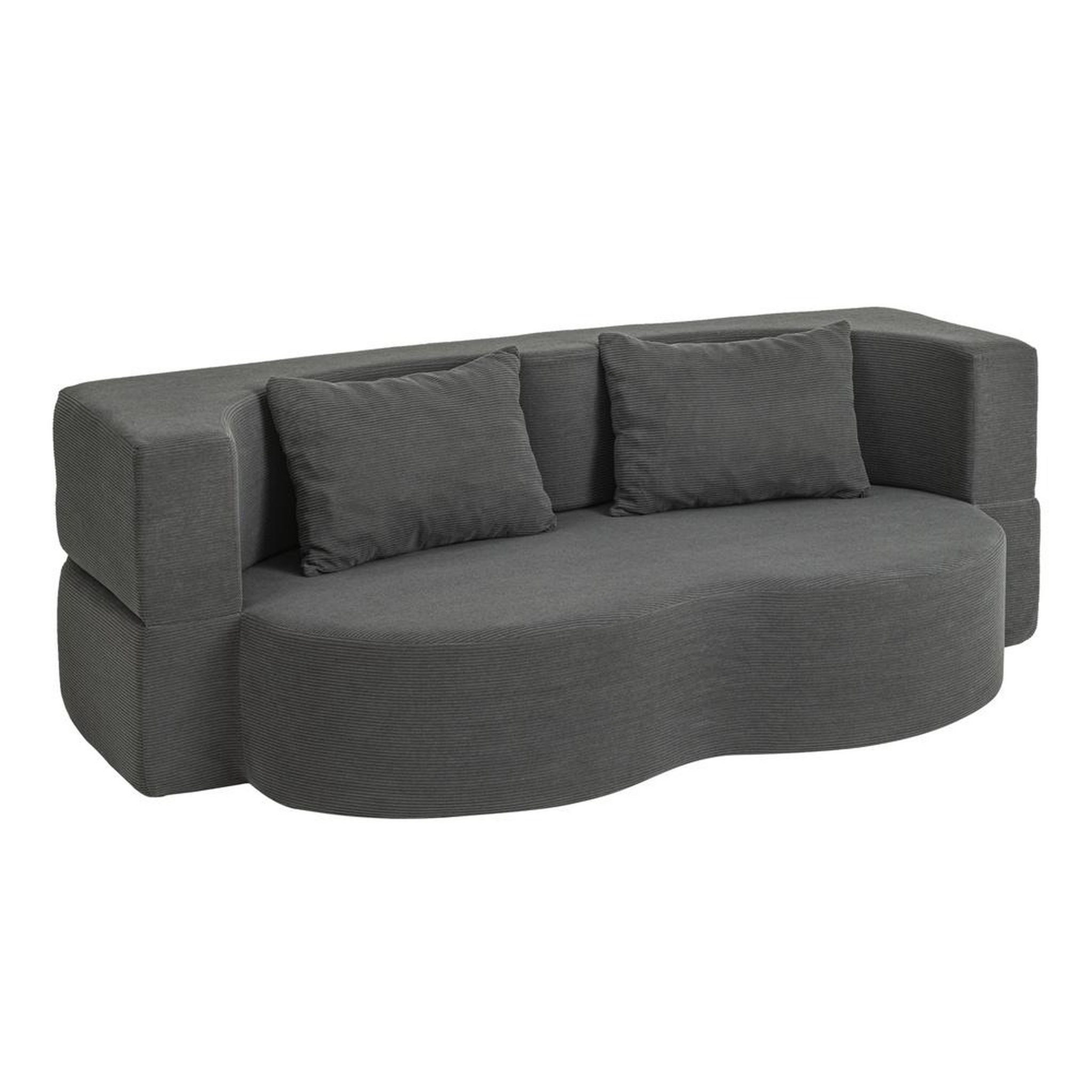 SOBUY Canapé-lit 2 places convertible en velours côtelé gris foncé 177x107x32 cm fst101-dg