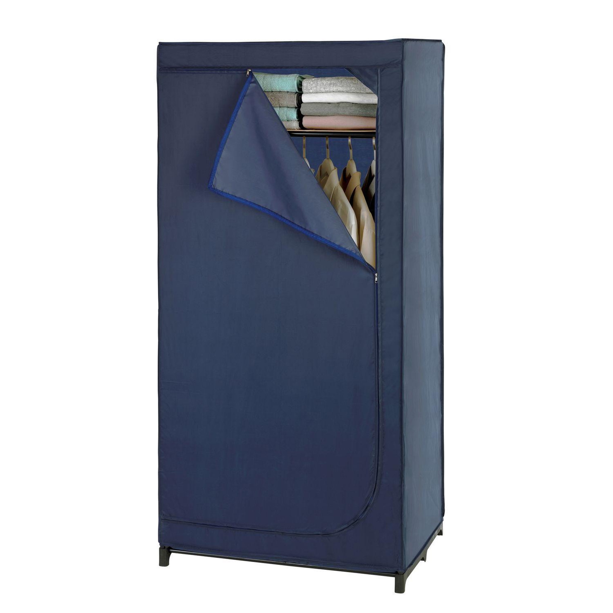 Wenko Armoire penderie tissu business - l. 75 x h. 160 cm - bleu