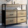 Voir la diapositive 2 : ID MARKET Commode 4 tiroirs en tissu UTAH 80 cm meuble de rangement design industriel