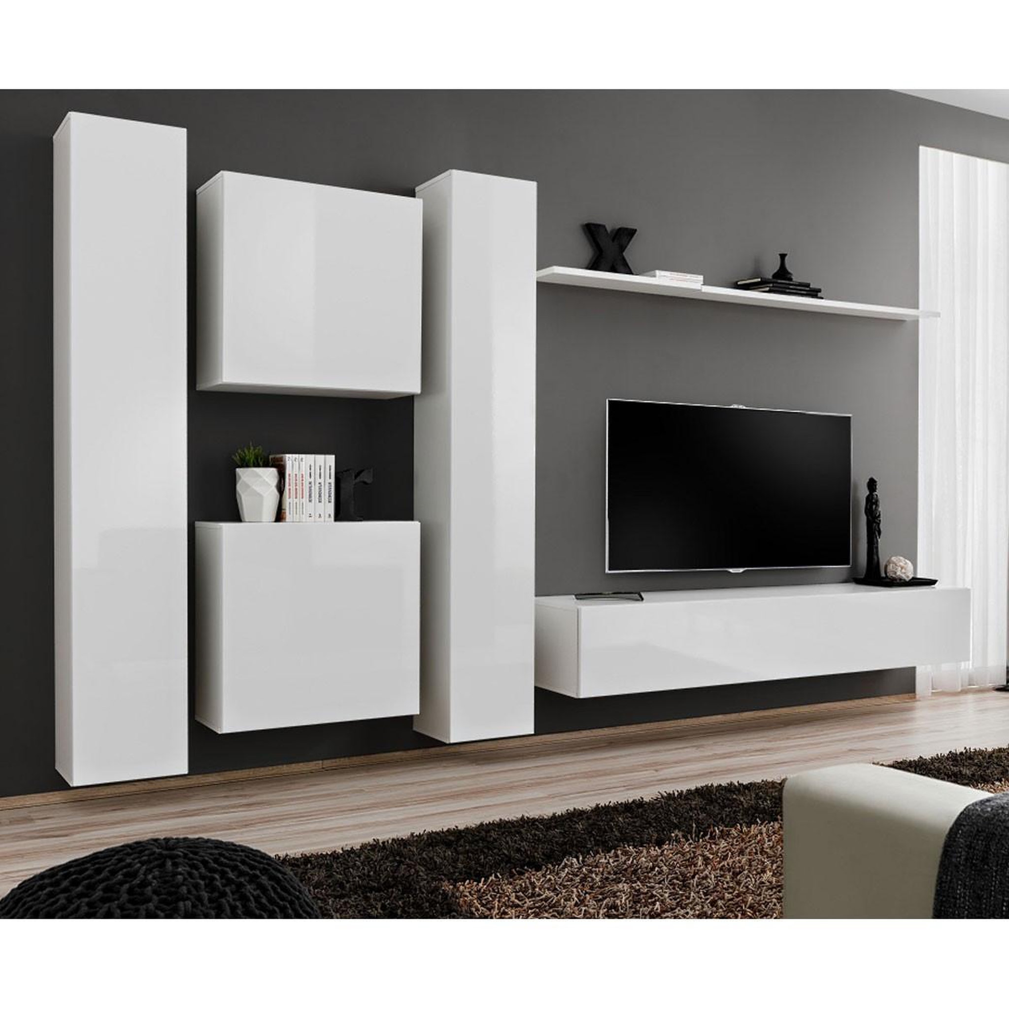 Paris Prix Meuble tv mural design  switch vi  330cm blanc