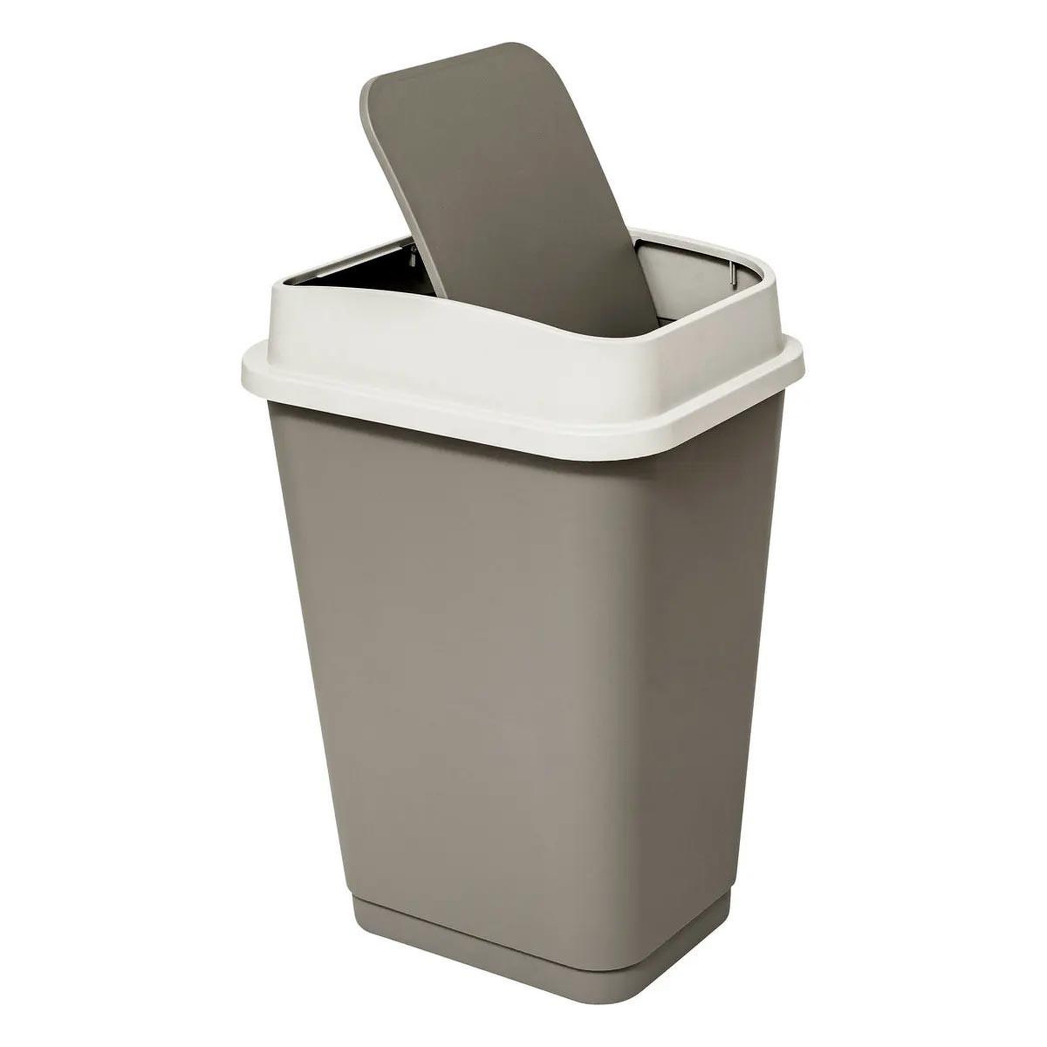 Voir la diapositive 2 : FIVE Poubelle double ouverture  couvercle  50l beige