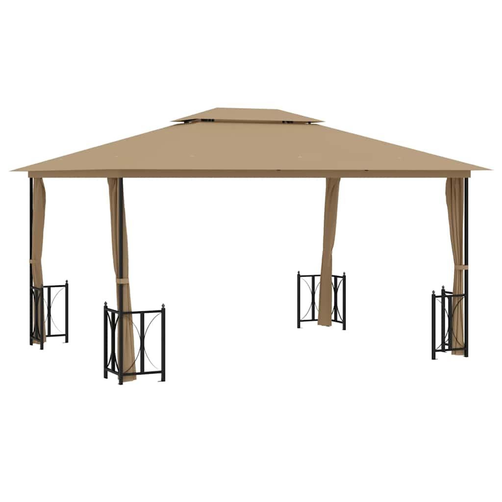 Voir la diapositive 2 : VIDAXL Tonnelle avec parois et toit double 3x4 m Taupe