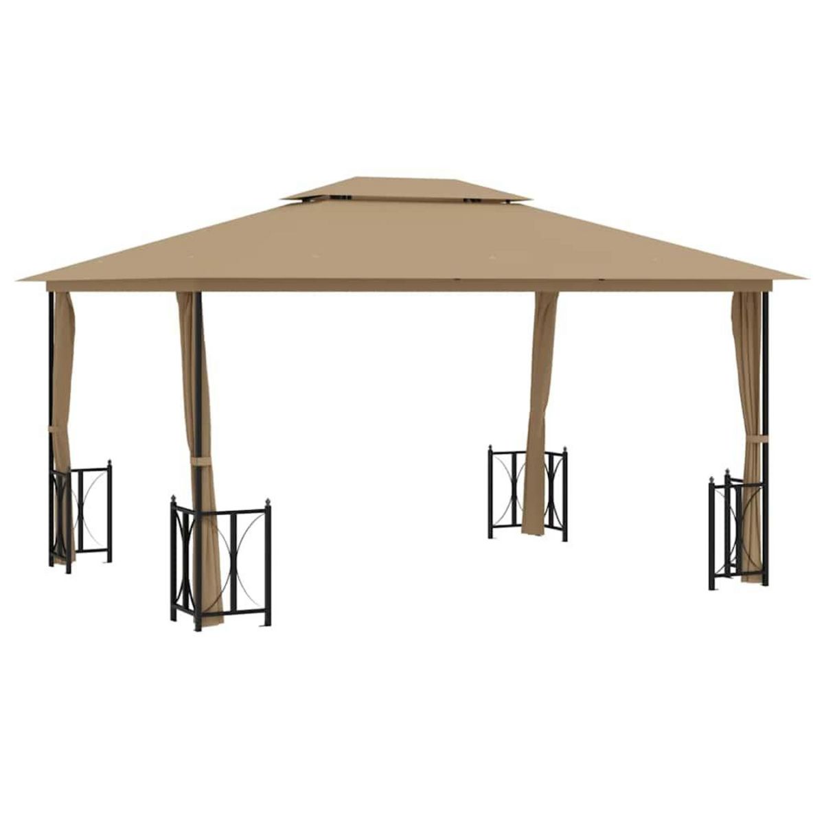 VIDAXL Tonnelle avec parois et toit double 3x4 m Taupe