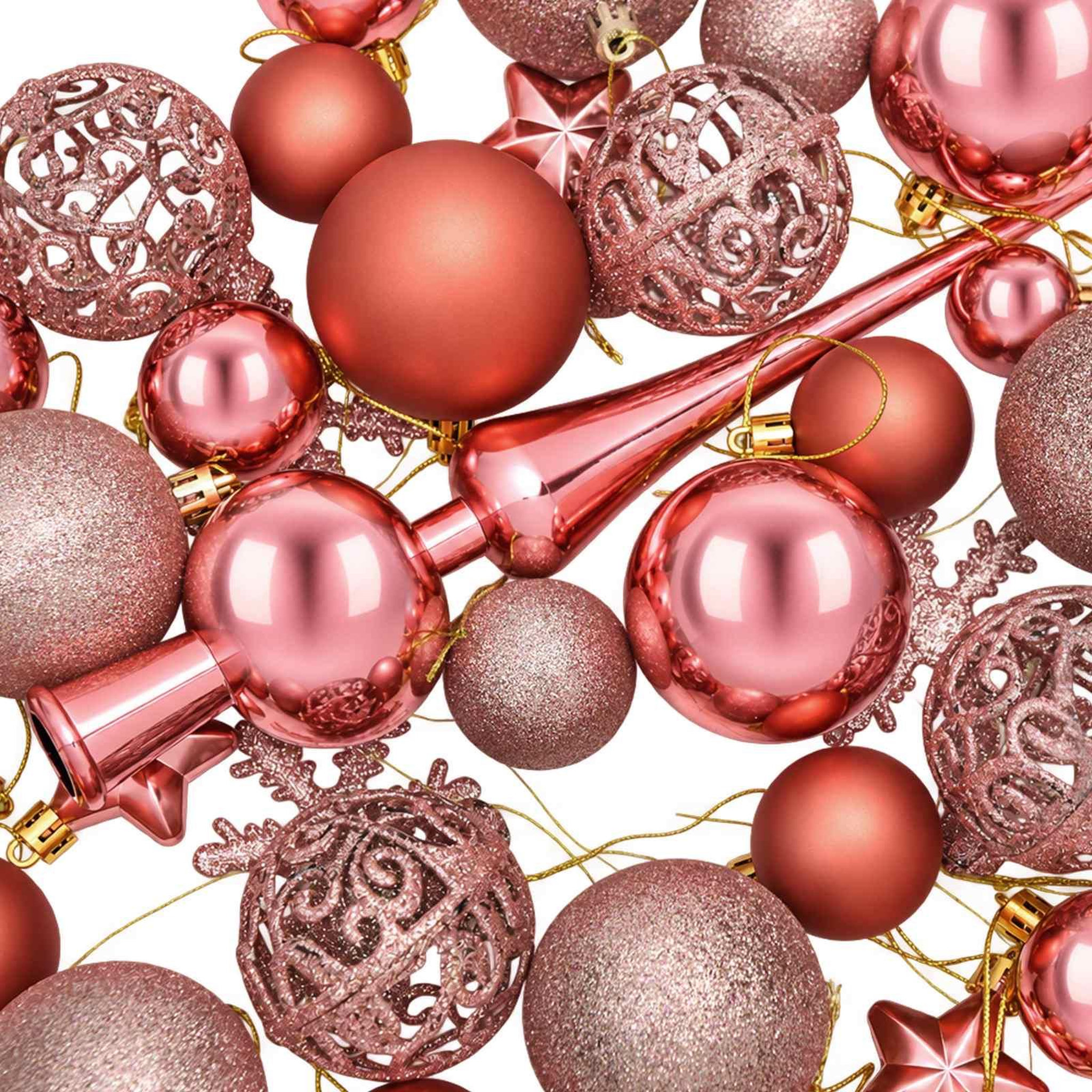 Voir la diapositive 6 : VIDAXL Ensemble de boules de Noël 111 pc Rose et rose clair Diam. 6 cm