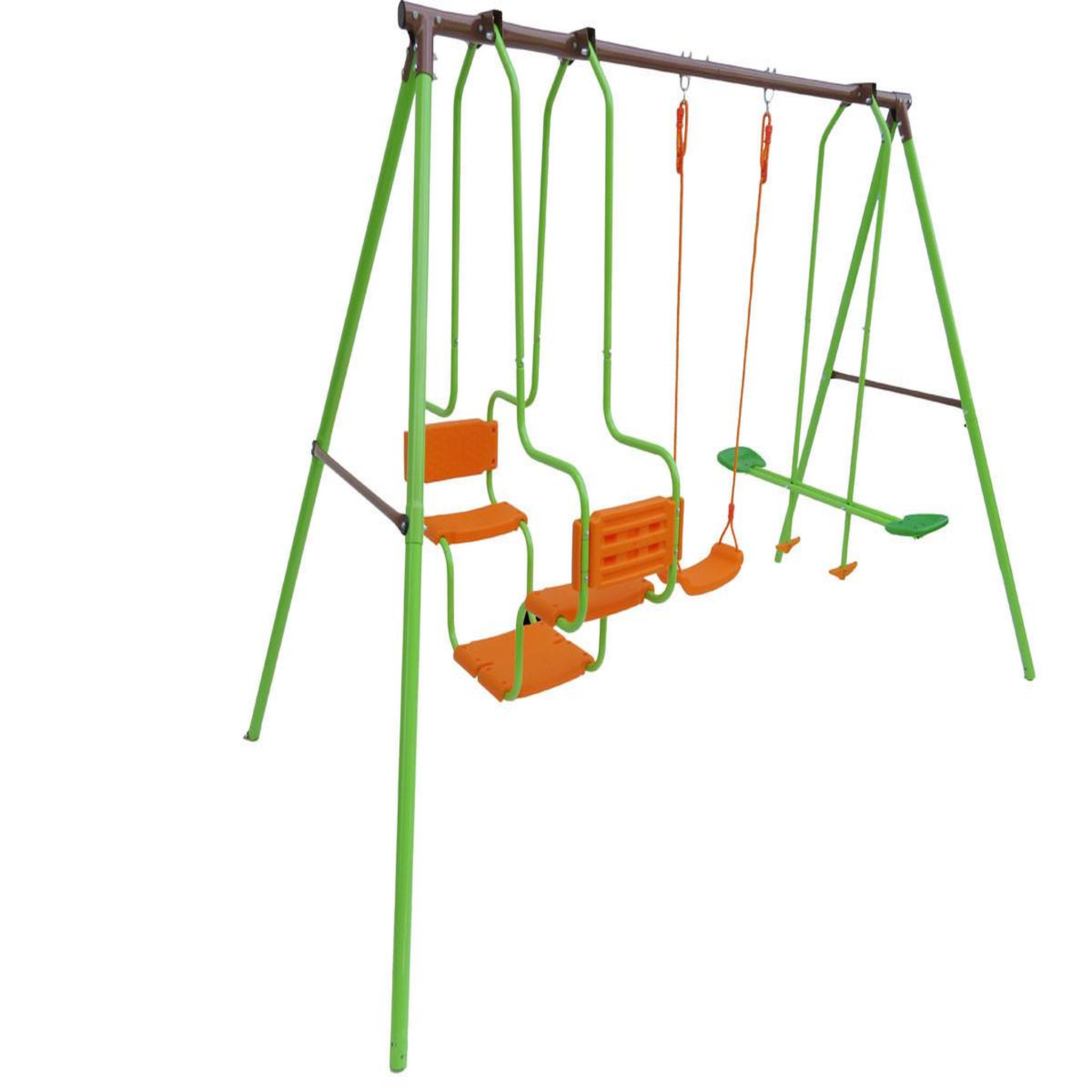 Voir la diapositive 2 : Habitat et Jardin Portique acier  Eva  - 1.96m - 3 agrès