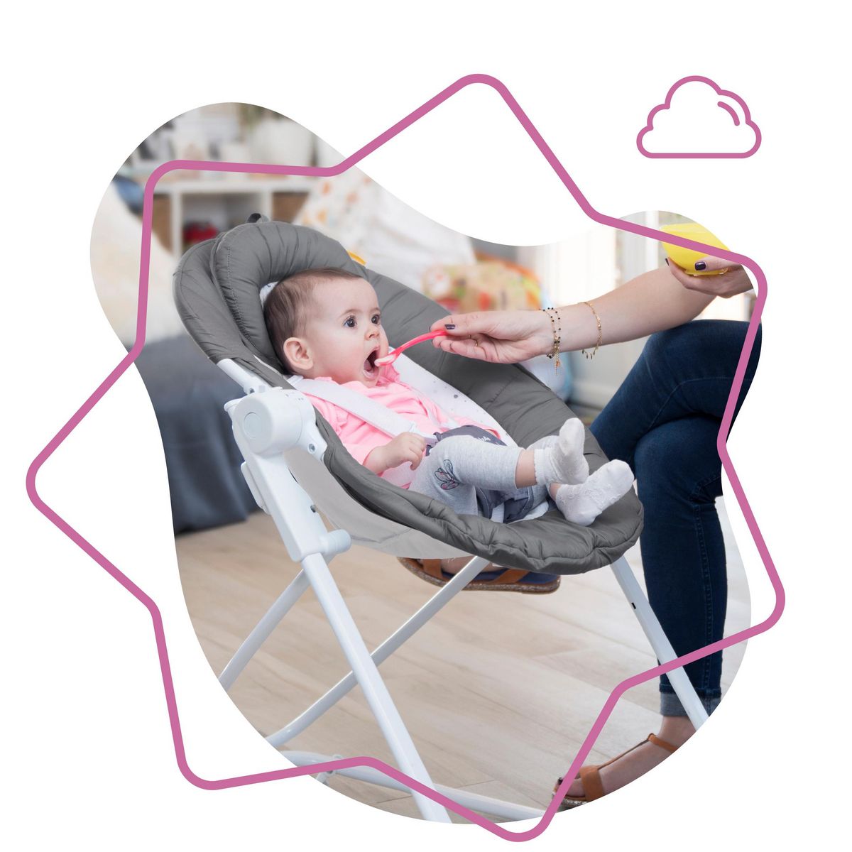 BADABULLE Transat bébé en hauteur Compact'up - Moonlight