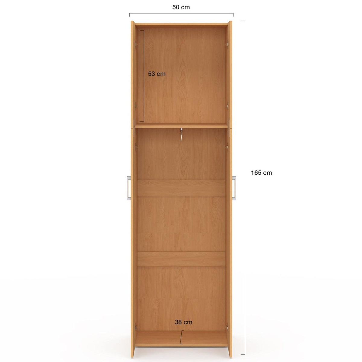 ID MARKET Armoire 2 portes JULIANA bois penderie 50 cm avec étagère