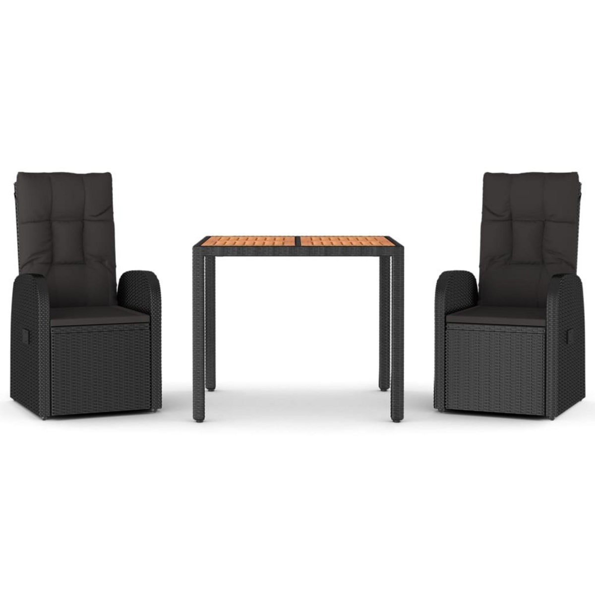 VIDAXL Ensemble a manger de jardin avec coussins 3 pcs Noir