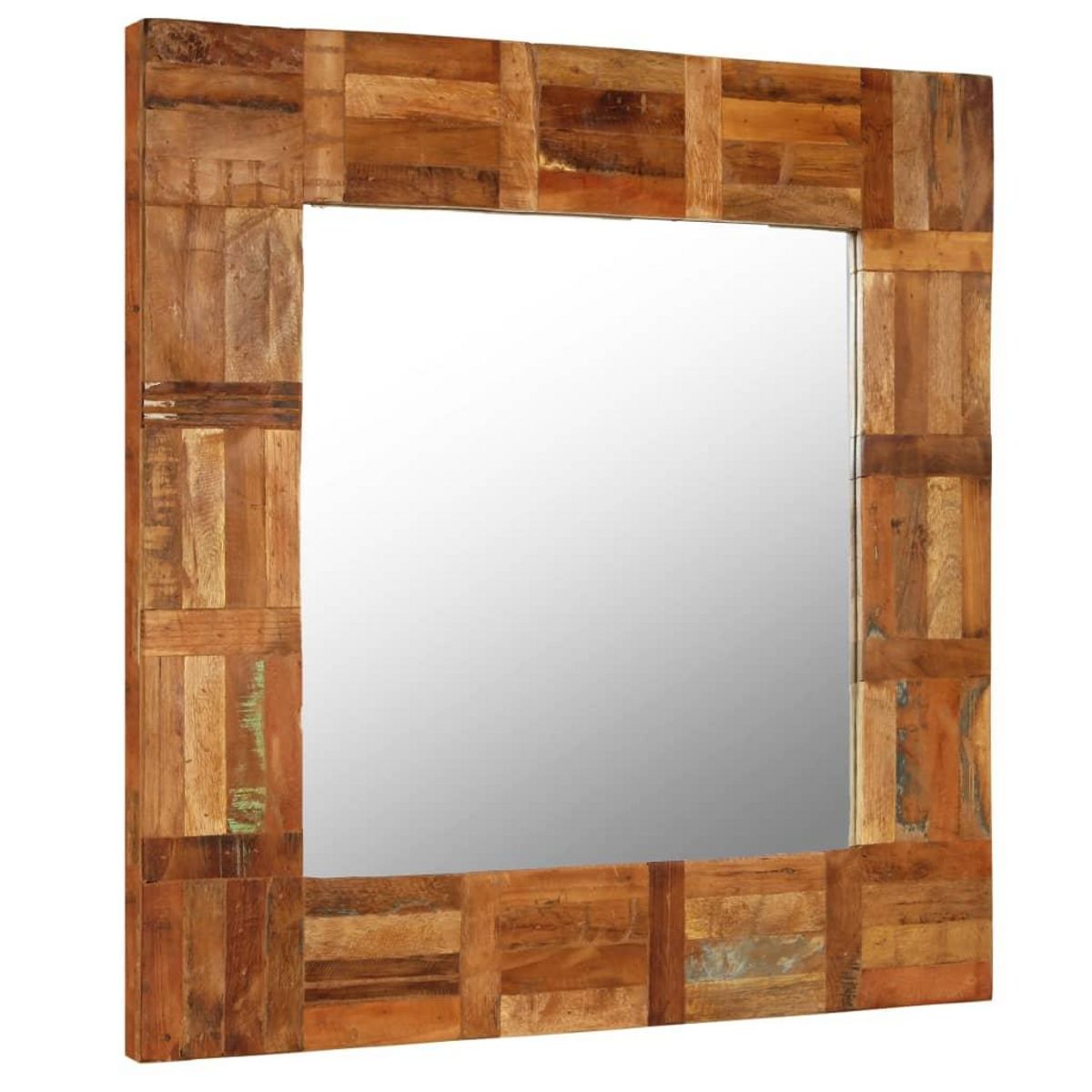 VIDAXL Miroir mural Bois de recuperation massif 60 x 60 cm