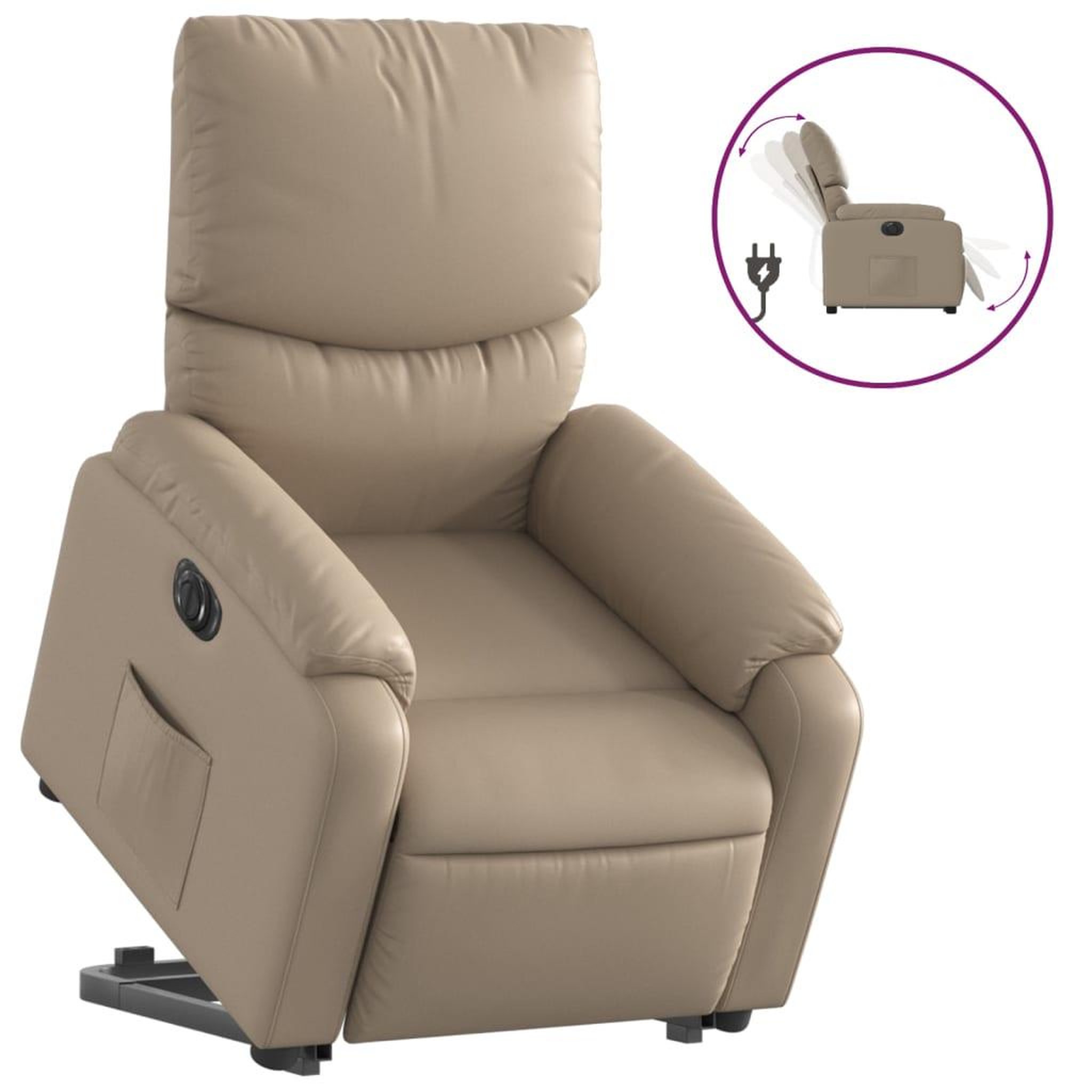Voir la diapositive 2 : VIDAXL Fauteuil inclinable electrique cappuccino similicuir