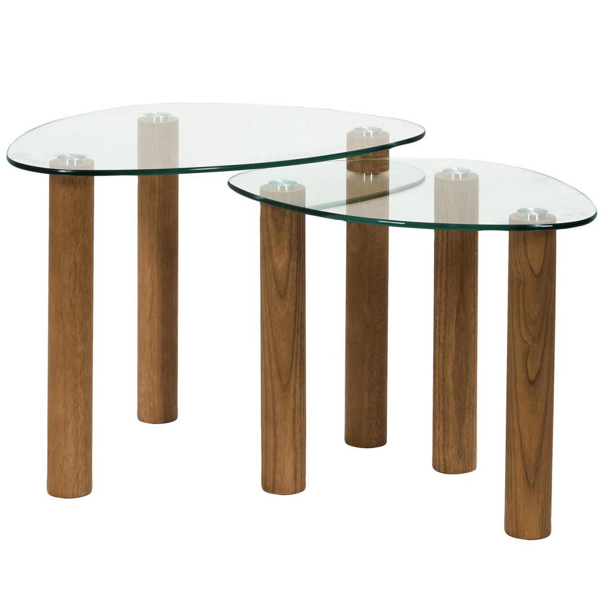 The Home Deco Factory Lot de 2 tables gigognes en verre  clara  60cm transparent