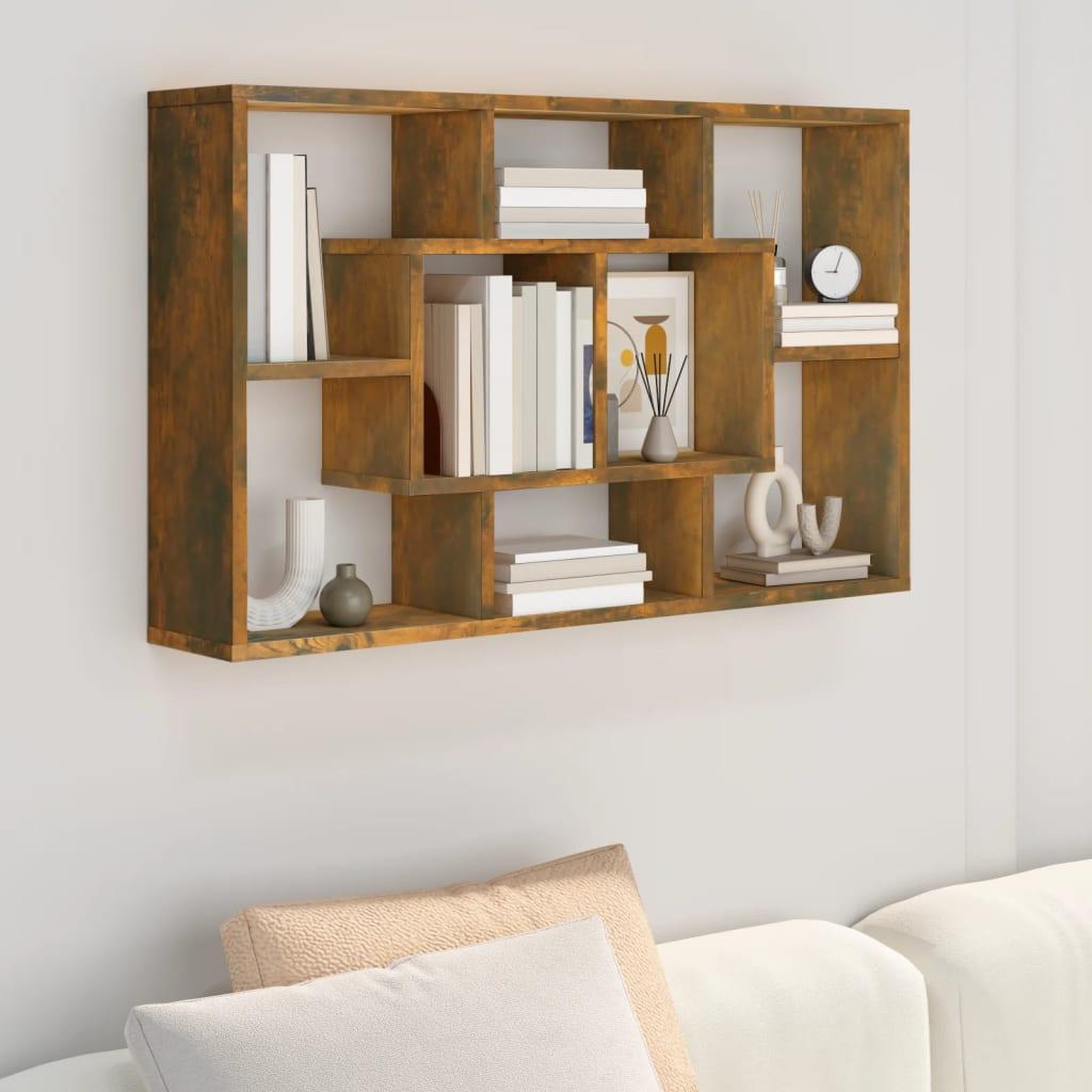 Voir la diapositive 1 : VIDAXL Etagere murale Chene fume 85x16x52,5 cm Bois d'ingenierie