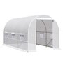 Voir la diapositive 1 : OUTSUNNY Serre de jardin tunnel surface sol 8 m² 4 x 2 x 2 m châssis tubulaire renforcé 18 mm 6 fenêtres blanc