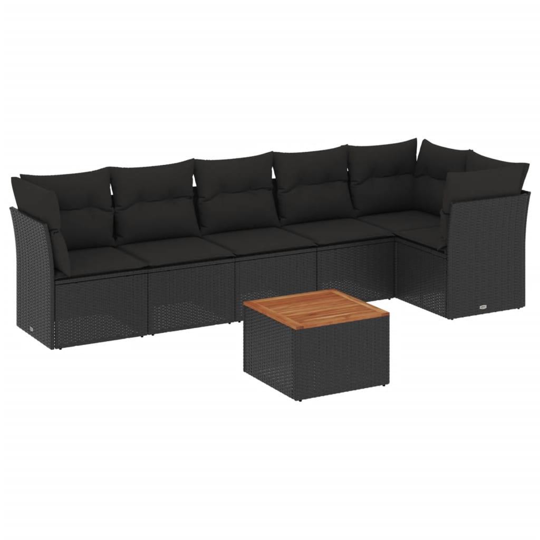 Voir la diapositive 2 : VIDAXL Salon de jardin 7 pcs avec coussins noir resine tressee