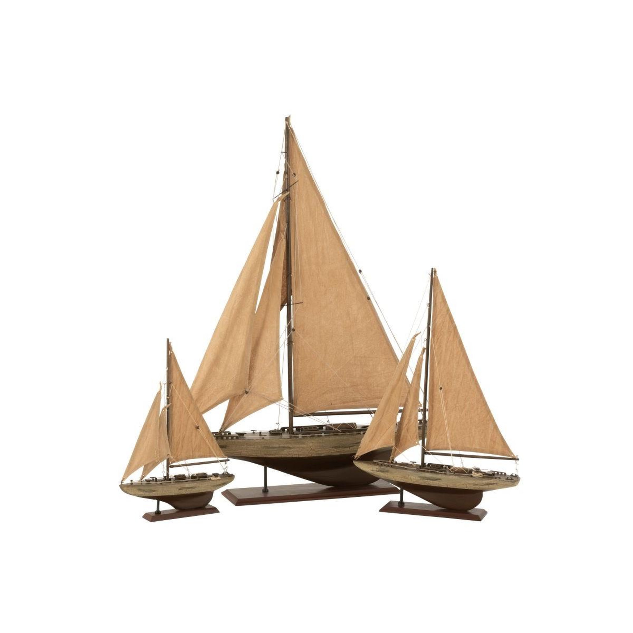 Voir la diapositive 2 : J-LINE Voilier déco en bois  harrison  59cm marron