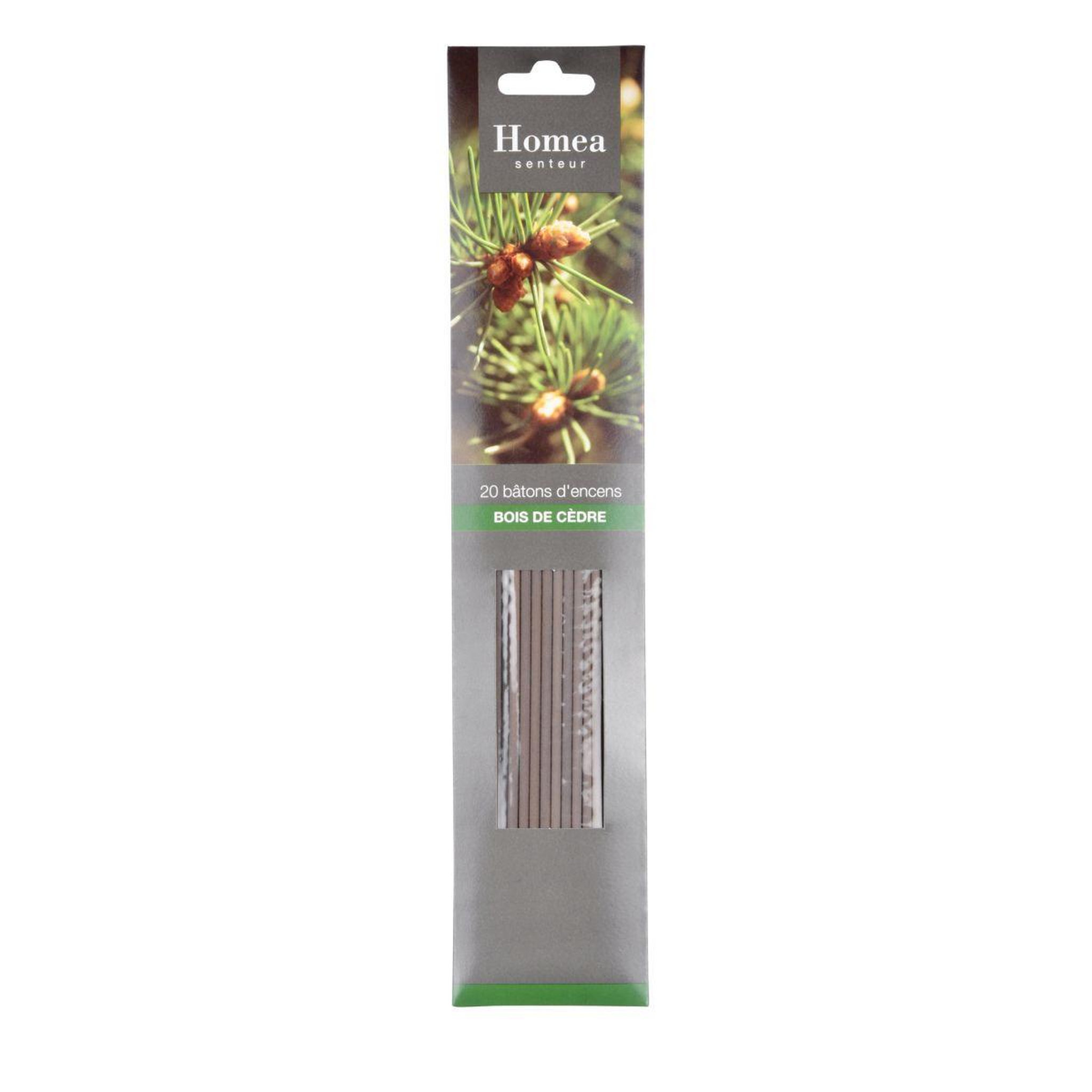 Voir la diapositive 2 : HOMEA Lot de 20 bâtons d'encens  essentiel  25cm bois de cèdre