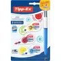 TIPP-EX Lot de 3 mini souris correctrices 6m jaune, rouge et bleu + 1 stylo 4 couleurs rétractable bleu