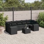 VIDAXL Salon de jardin 8 pcs avec coussins noir resine tressee