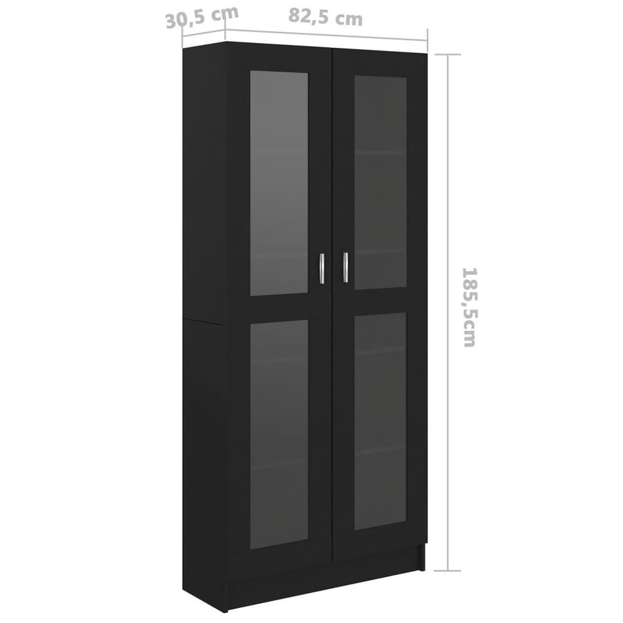Voir la diapositive 6 : VIDAXL Armoire a vitrine Noir 82,5x30,5x185,5 cm Bois d'ingenierie