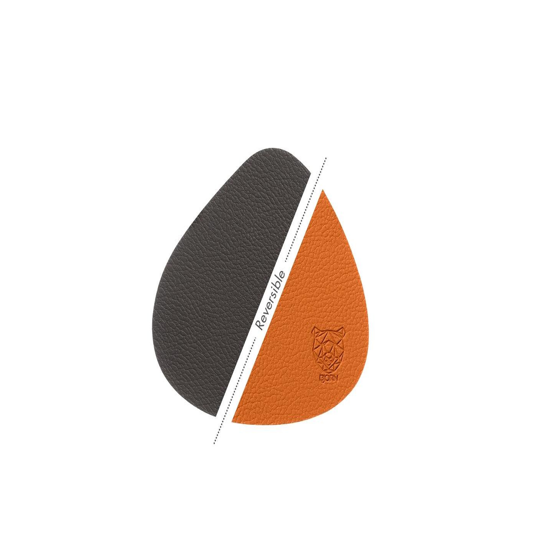Voir la diapositive 3 : BJORN Sous-verre curve réversible - 6 pièces - cuir recyclé orange et chocolat