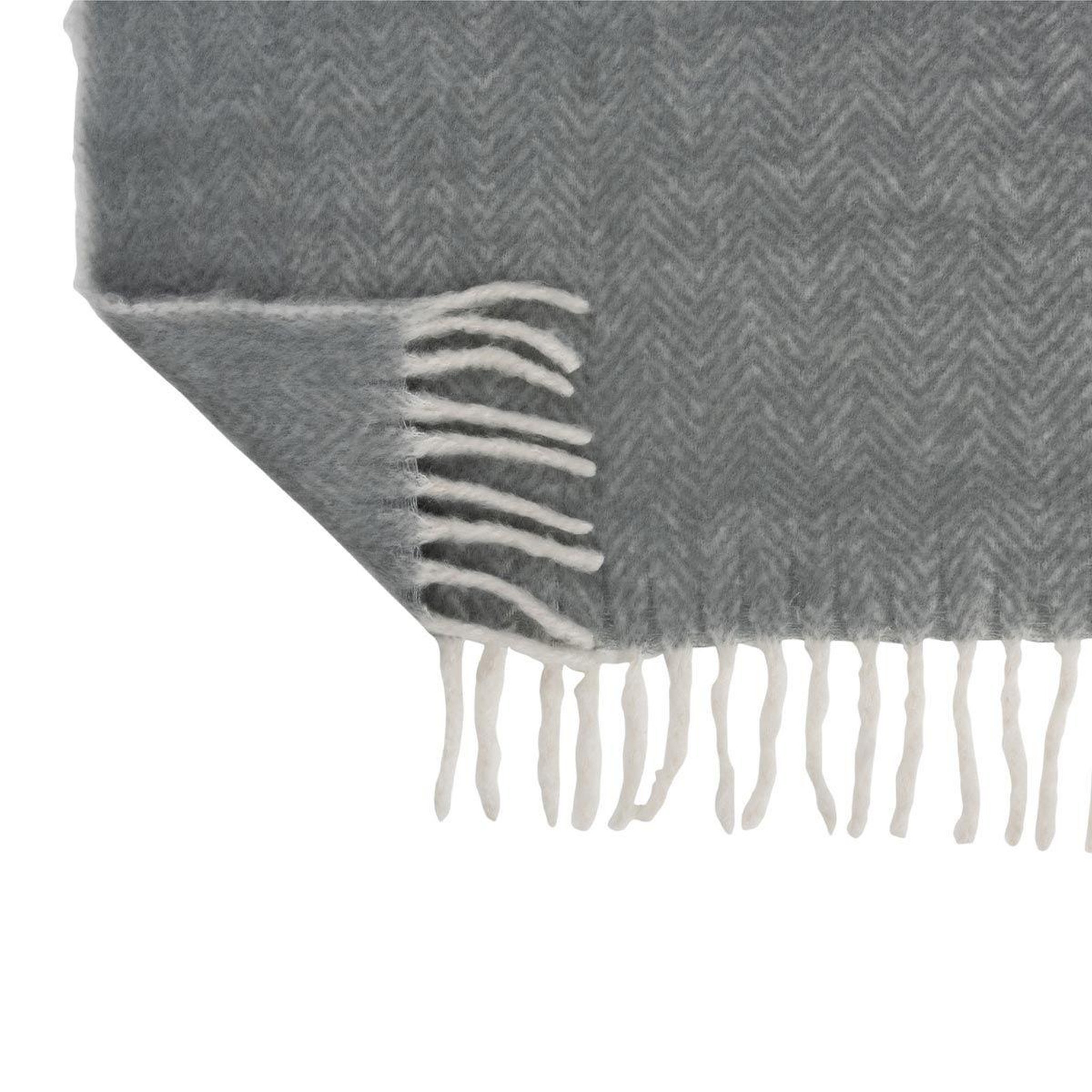 Voir la diapositive 3 : J-LINE Plaid déco  alpha  136x190cm gris & blanc