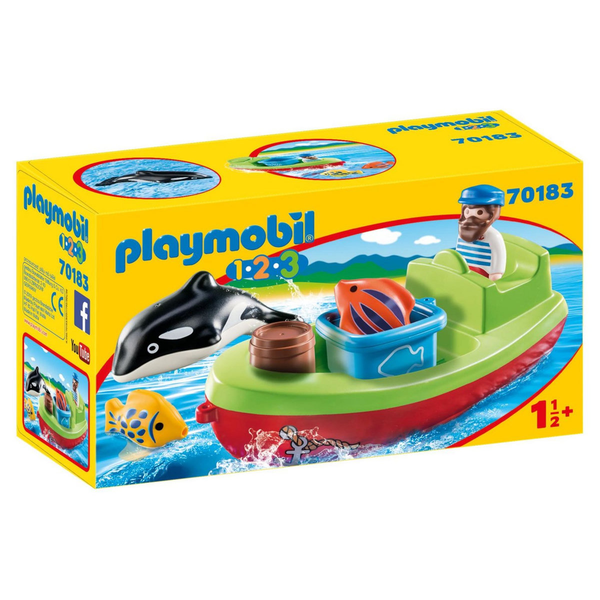 PLAYMOBIL 70183 - 1.2.3 - Bateau et pêcheur