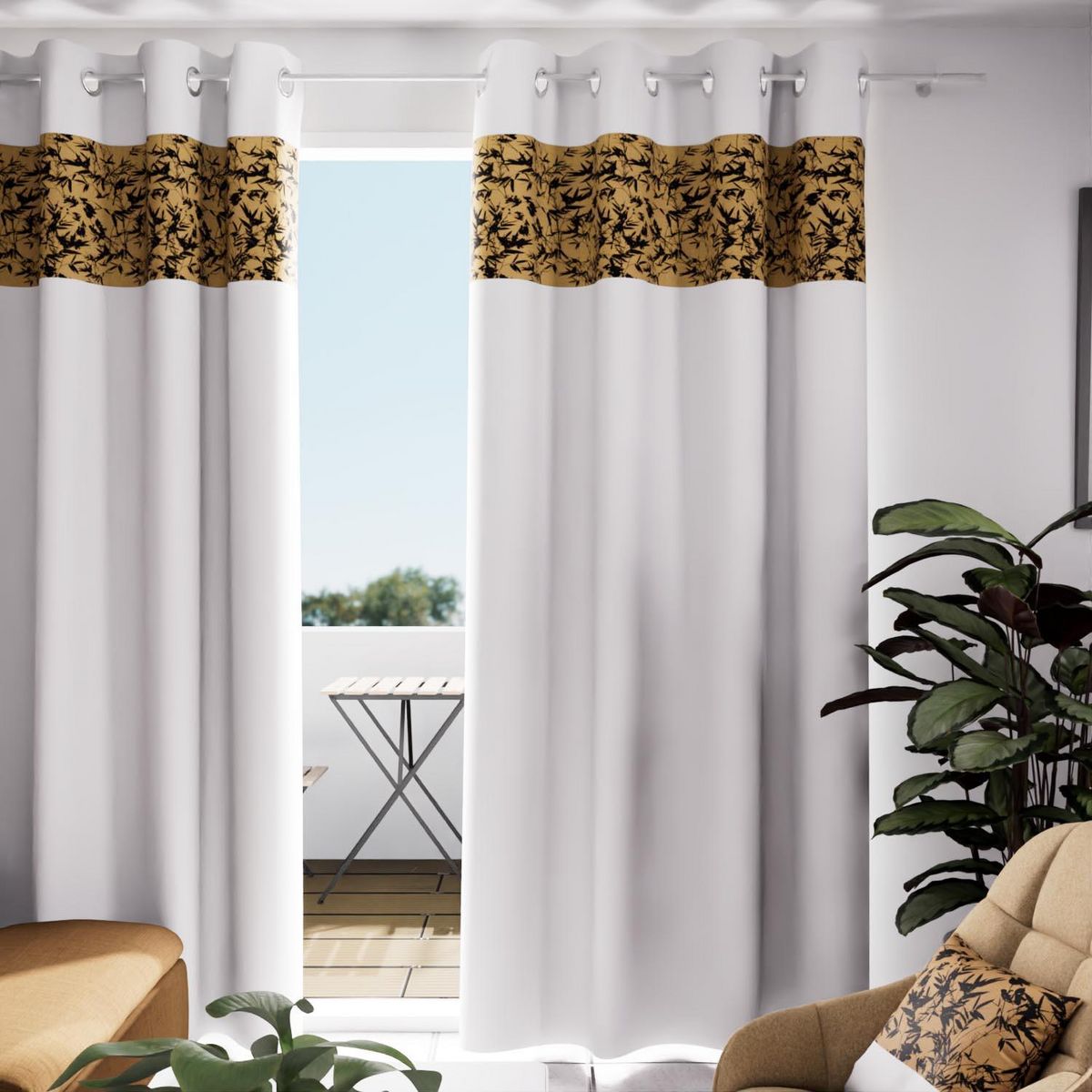 SOLEIL D'OCRE Rideau à oeillets en coton 135x250 cm MAYLINE, par Soleil d'Ocre