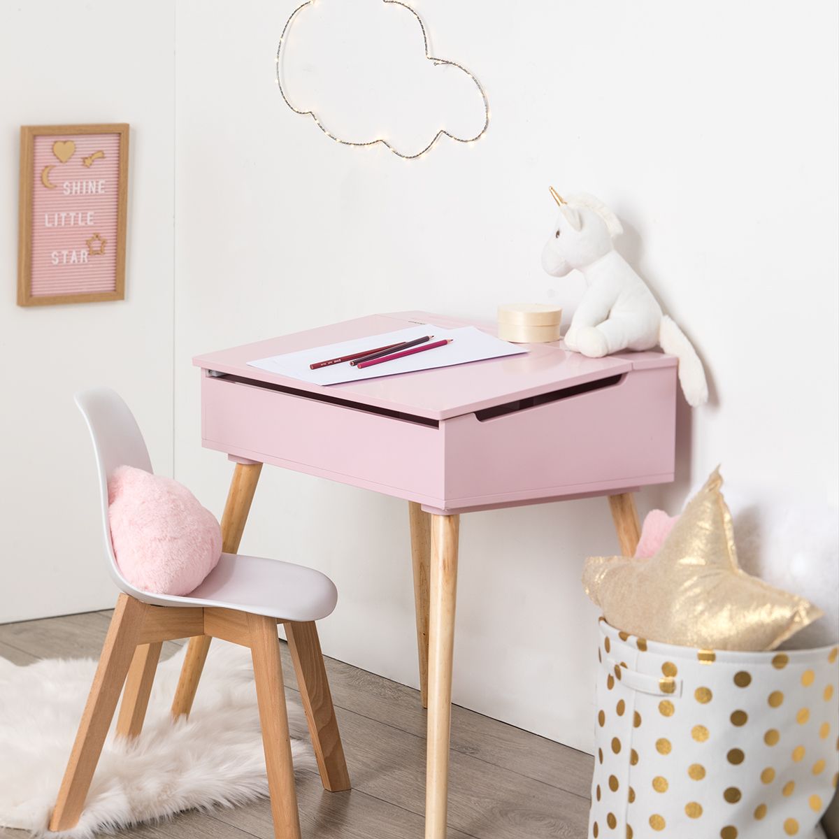 ATMOSPHERA Bureau Pupitre écolier enfant en bois JOY