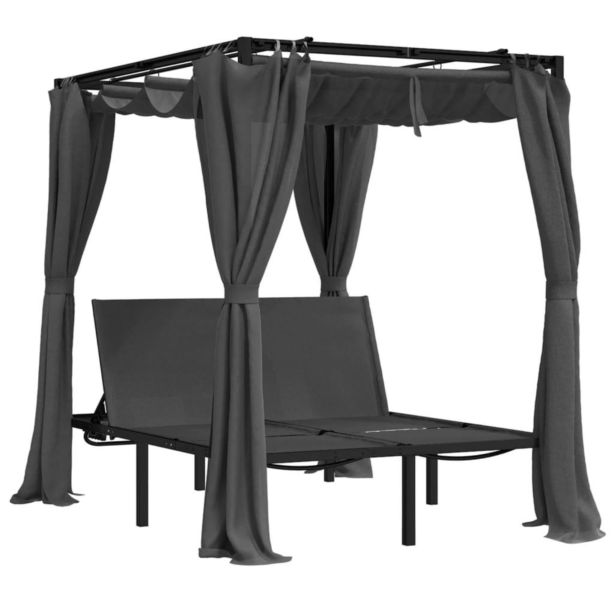 Voir la diapositive 2 : VIDAXL Chaise longue double avec rideaux lateraux et superieurs
