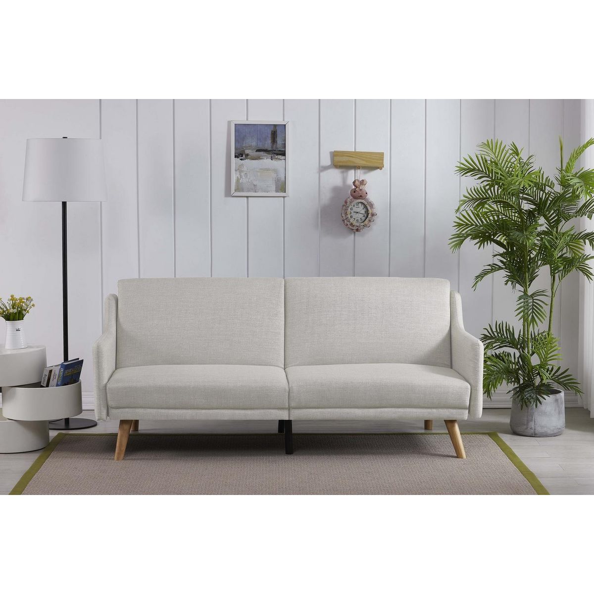 CONCEPT USINE Canapé scandinave convertible 3 places en tissu gris clair ESTER