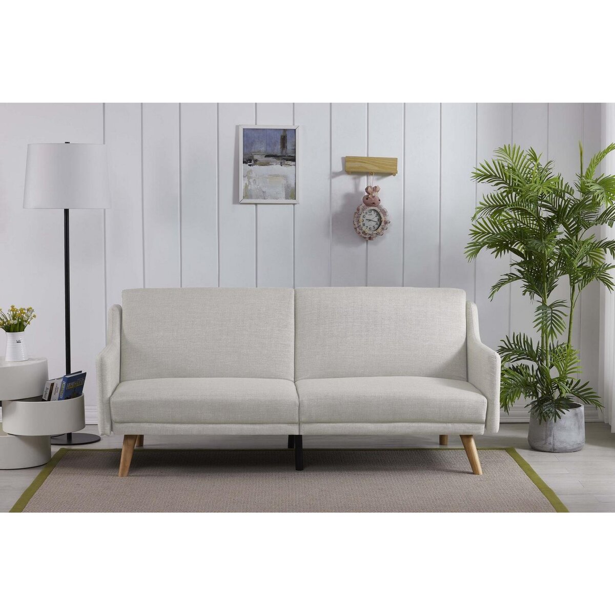 CONCEPT USINE Canapé scandinave convertible 3 places en tissu gris clair ESTER